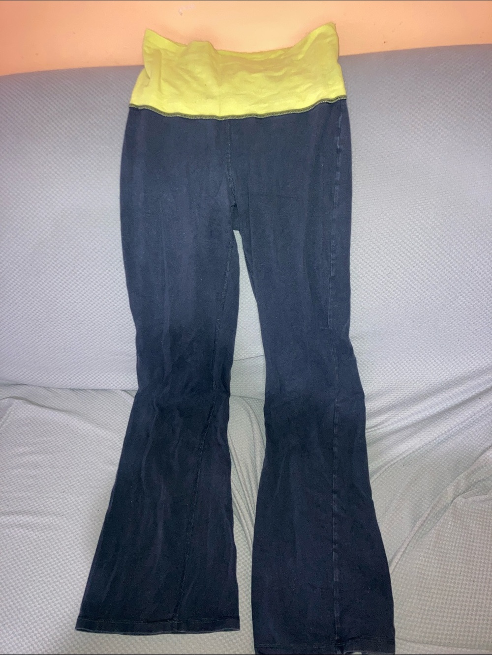 GAP Black Leggings with Yellow Waistband